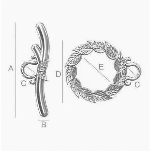 925 Zapięcie ozdobne typu toggle, srebro odl-00098 rodowane