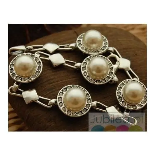 ADRIA - srebrna bransoleta z perłami i kryształkami
