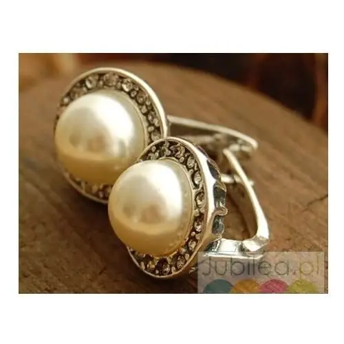 ADRIA - srebrne kolczyki z perłami i kryształami, kolor biały