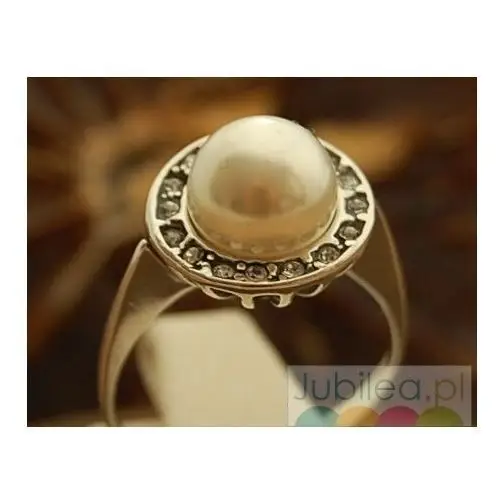 ADRIA - srebrny pierścionek perła i kryształy, kolor biały