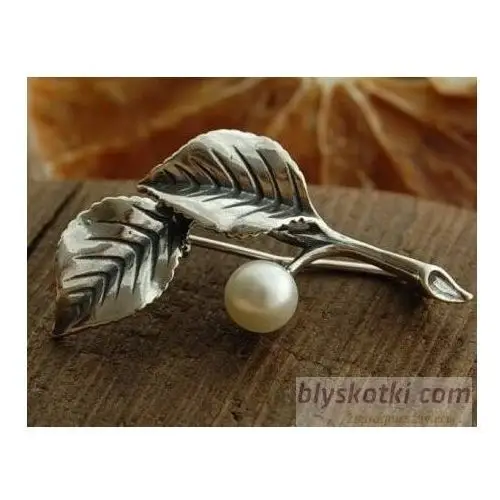 Alba - srebrna broszka z perłą, kolor szary