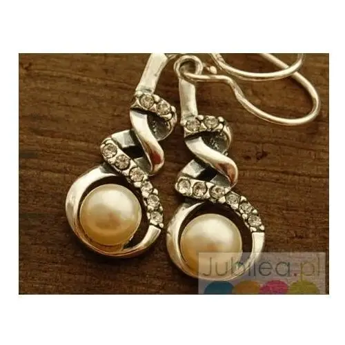 ALVARO - srebrne kolczyki perła i kryształy, kolor biały