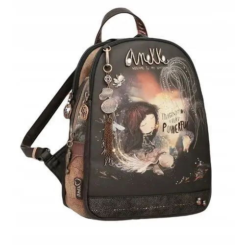 Anekke plecak damski miejski Brelok Kamienie backpack brąz szary Dreamverse