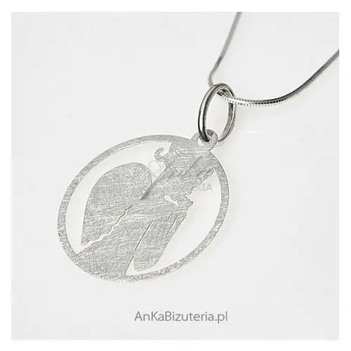 Ankabizuteria.pl anielica z różą - wisior srebrny - subtelna biżuteria Anka biżuteria