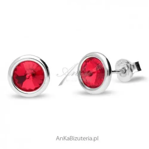 Ankabizuteria.pl Biżuteria srebrna - kolczyki tiny bonbon - czerwone kryształy, kolor czerwony