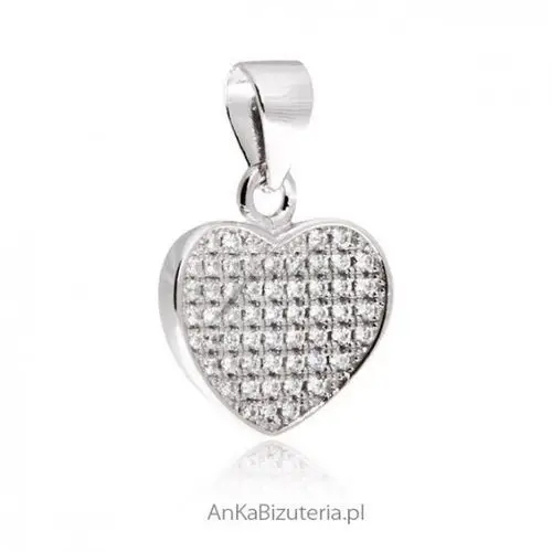 Ankabizuteria.pl biżuteria srebrna: wisiorek serduszko z cyrkonią microsetting Anka biżuteria