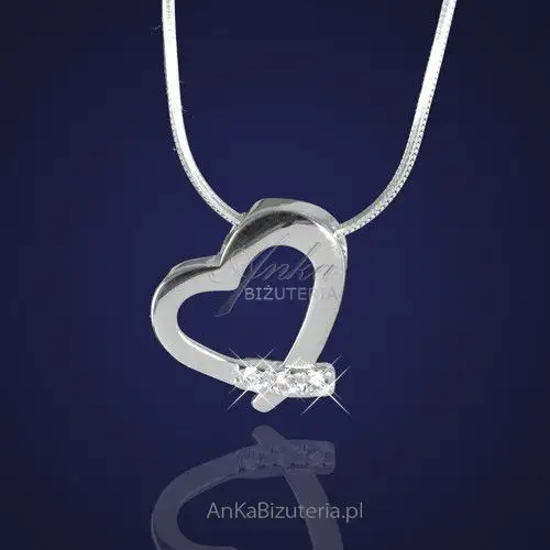 Ankabizuteria.pl Biżuteria srebrna. wisiorek w kształcie serduszka z cyrkoniami 2