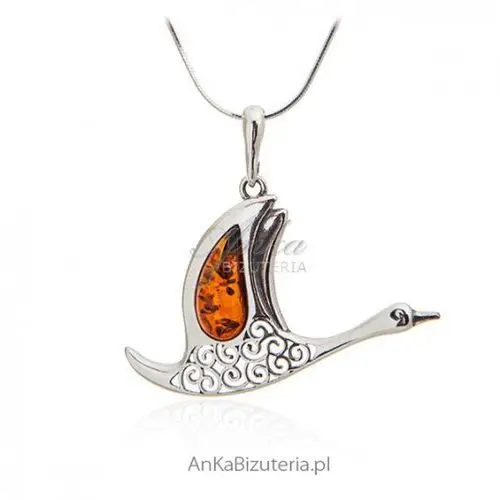 Ankabizuteria.pl biżuteria z bursztynem srebro - żuraw Anka biżuteria