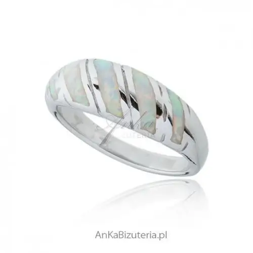 Anka biżuteria Ankabizuteria.pl biżuteria z opalem - pierścionek srebrny z białym opalem