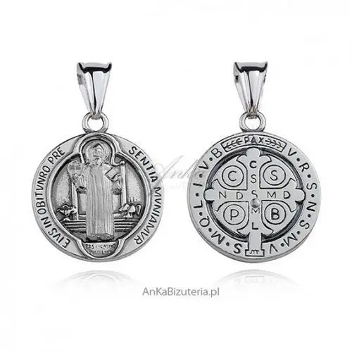 Anka biżuteria Ankabizuteria.pl duży medalik srebrny z św. benedyktem