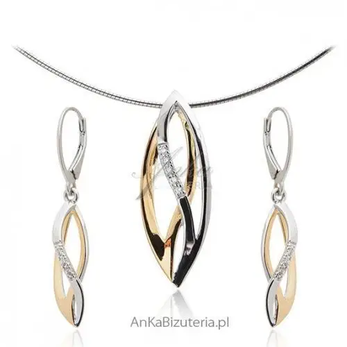 Ankabizuteria.pl komplet biżuteria srebrna pozłacana Anka biżuteria