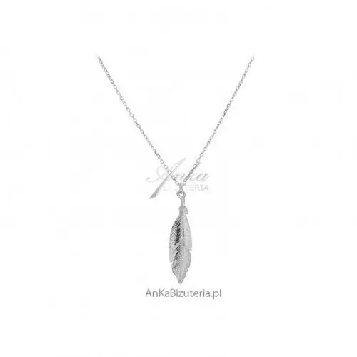 Ankabizuteria.pl Modna biżuteria srebrna - naszyjnik piórko 42 cm modna, kolor szary