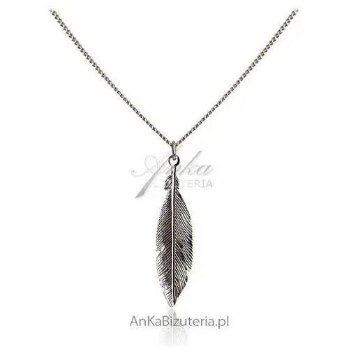 Ankabizuteria.pl Modna biżuteria srebrna - naszyjnik piórko 42 cm modna, kolor szary 2