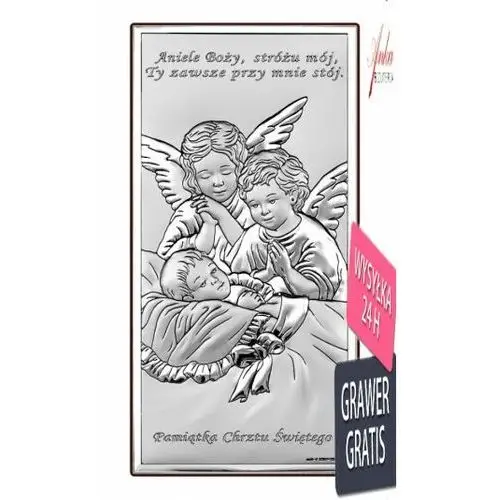 Ankabizuteria.pl pamiątka z okazji chrztu świętego - obrazek srebrny z aniołkami Anka biżuteria