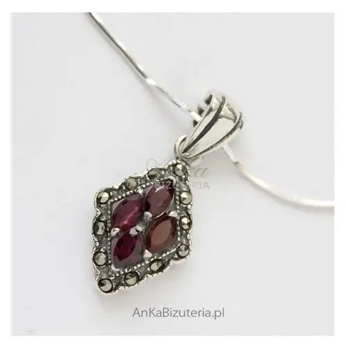 Ankabizuteria.pl Srebrna biżuteria - wisior srebrny z granatami, kolor niebieski