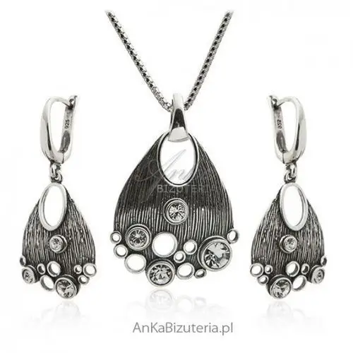 Ankabizuteria.pl srebrny oksydowany komplet biżuterii - biżuteria artystyczna Anka biżuteria