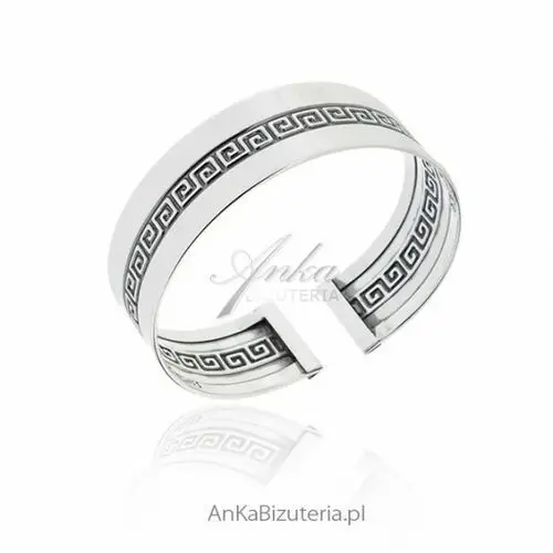 Anka biżuteria Ankabizuteria.pl szeroka bransoleta srebrna sztywna z greckim wzorem