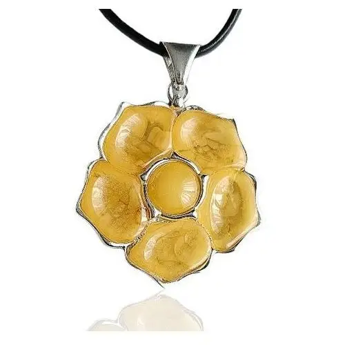 Ankabizuteria.pl zawieszka srebrna bursztyn kwiat z biało-żółtym bursztynem Anka biżuteria