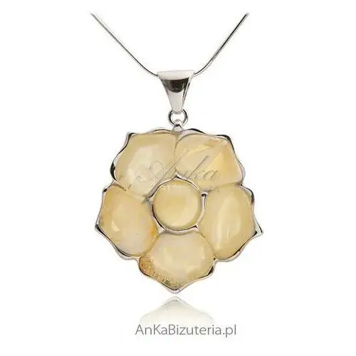 Ankabizuteria.pl zawieszka srebrna bursztyn kwiat z biało-żółtym bursztynem Anka biżuteria 2