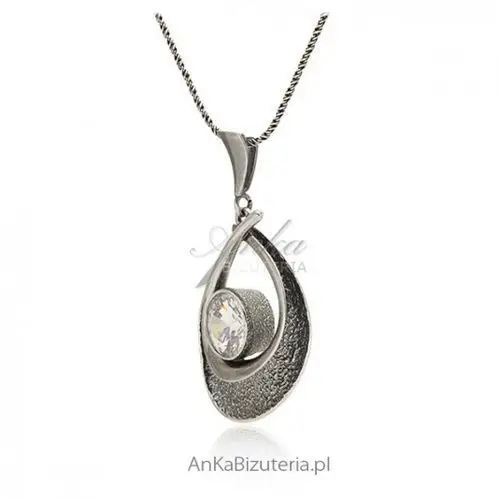 Ankabizuteria.pl zawieszka srebrna oksydowana z dużą cyrkonią Anka biżuteria