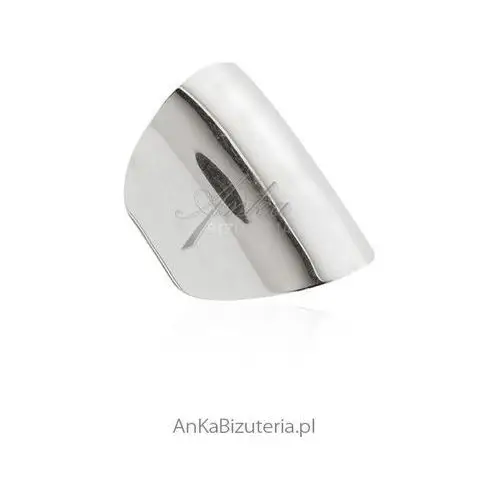 Ankabizuteria.pl Awangardowa biżuteria srebrna - szeroki pierścionek srebrny, kolor szary 2
