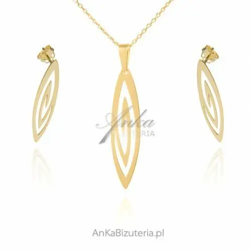 Ankabizuteria.pl Biżuteria srebrna elegancki komplet pozłacany