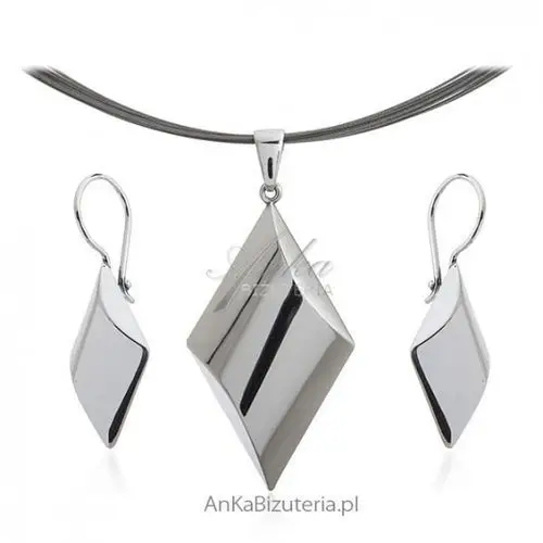 Ankabizuteria.pl Biżuteria srebrna komplet 3d, kolor szary