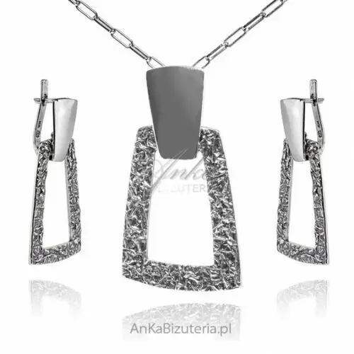 Ankabizuteria.pl Biżuteria srebrna komplet oksydowany i karbowany krepina