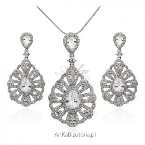 Ankabizuteria.pl Biżuteria srebrna komplet srebrny z cyrkoniami