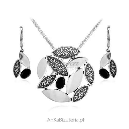 Ankabizuteria.pl Biżuteria srebrna komplet z czarnym onyksem - aurora
