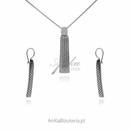 Ankabizuteria.pl Biżuteria srebrna komplet z ornamentem arabeska, kolor szary