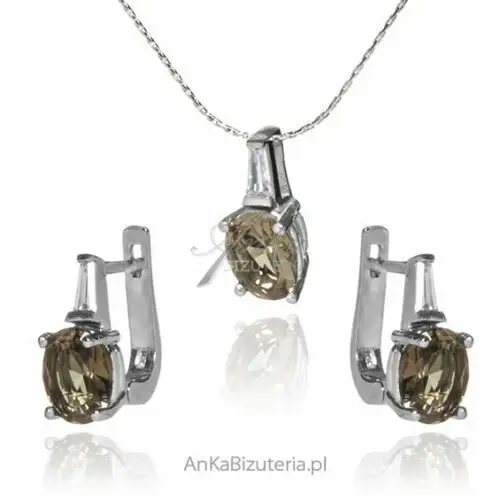 Ankabizuteria.pl Biżuteria srebrna komplet z sultanitem i białą cyrkonią, kolor szary