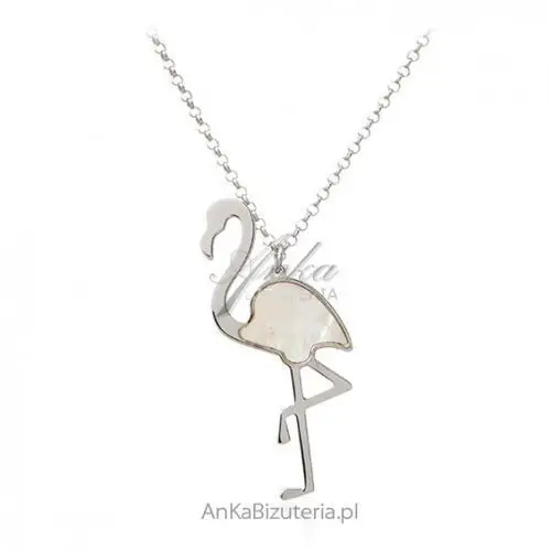 Ankabizuteria.pl Biżuteria srebrna - naszyjnik flaming z białą masą perłową