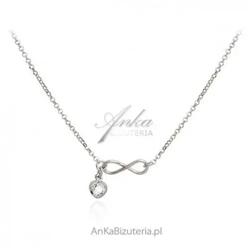 Ankabizuteria.pl Biżuteria srebrna naszyjnik infinity z białym serduszkiem, kolor biały