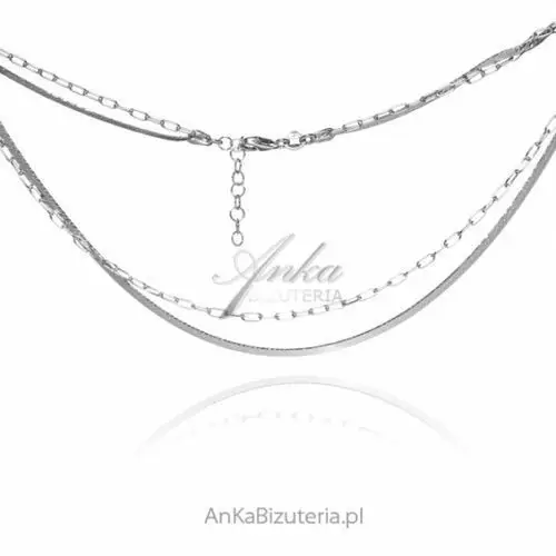 Ankabizuteria.pl Biżuteria srebrna - naszyjnik srebrny rodowany podwójny