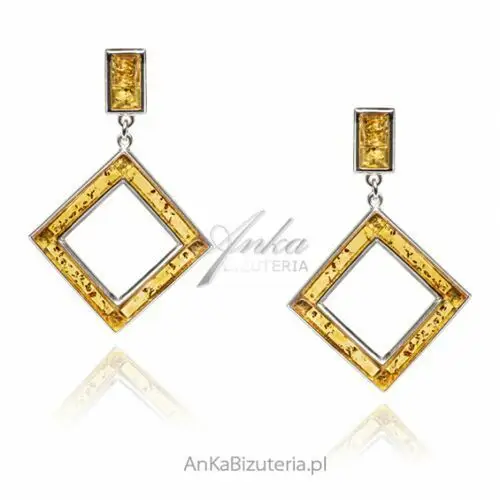 Ankabizuteria.pl Biżuteria srebrna - oryginalne kolczyki z bursztynem, kolor pomarańczowy