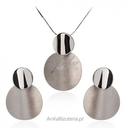 Ankabizuteria.pl Biżuteria srebrna piękny komplet satynowany, kolor szary