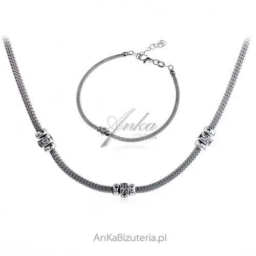 Ankabizuteria.pl Biżuteria srebrna włoska - komplet z cyrkoniami, kolor szary