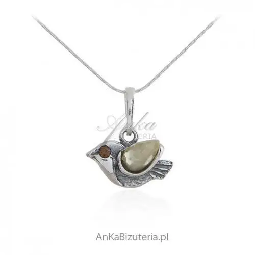 Ankabizuteria.pl Biżuteria srebrna - wróbelek - naszyjnik srebrny z bursztynem, kolor pomarańczowy