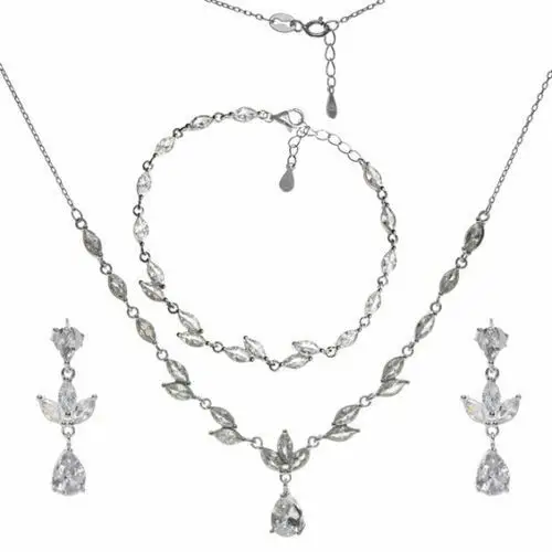 Ankabizuteria.pl Biżuteria srebrna z białymi cyrkoniami komplet, kolor biały