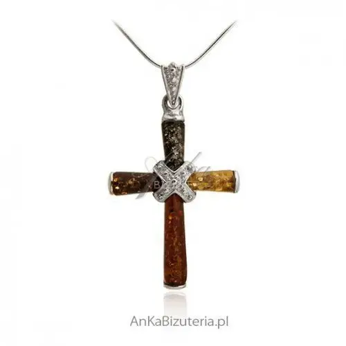 Ankabizuteria.pl Biżuteria srebrna z bursztynem - krzyżyk srebrny