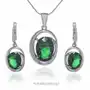Ankabizuteria.pl Biżuteria srebrna z zieloną cyrkonią - komplet natalia, kolor zielony Sklep