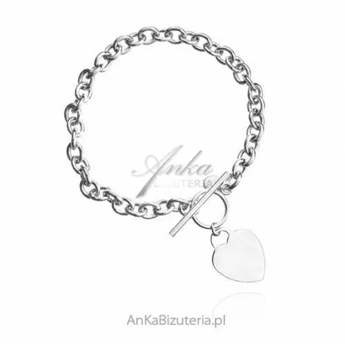 Ankabizuteria.pl Bransoletka srebrna duże serce z tibonem - biżuteria włoska