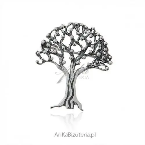 Ankabizuteria.pl Broszka srebrna drzewko szczęścia, kolor szary