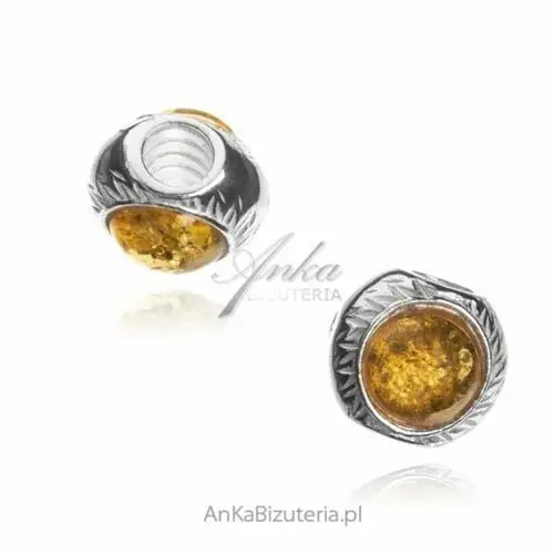 Ankabizuteria.pl Charms srebrny z cytrynowym bursztynem do modułowych bransoletek, kolor żółty