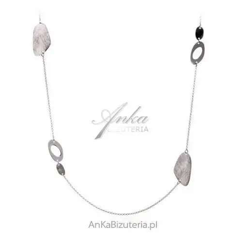 Ankabizuteria.pl Długi srebrny naszyjnik satynowany - biżuteria artystyczna, kolor szary