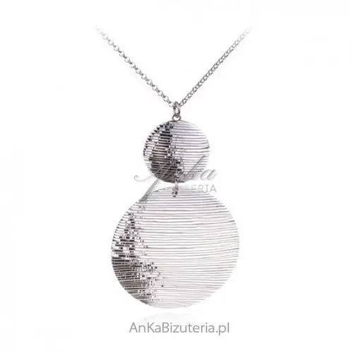 Ankabizuteria.pl Duże koła naszyjnik srebrny - elegancka biżuteria srebrna, kolor szary