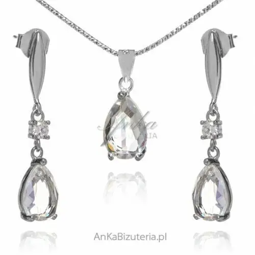 Ankabizuteria.pl Elegancka biżuteria srebrna komplet z kryształami aurora borealis, kolor szary