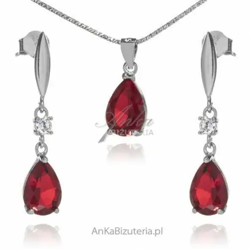 Ankabizuteria.pl Elegancka biżuteria srebrna komplet z kryształami w kolorze
