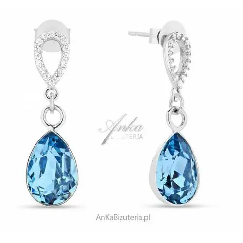 Ankabizuteria.pl Kolczyki melfi srebrne z kryształem crystals w kolorze aquamarine, kolor niebieski